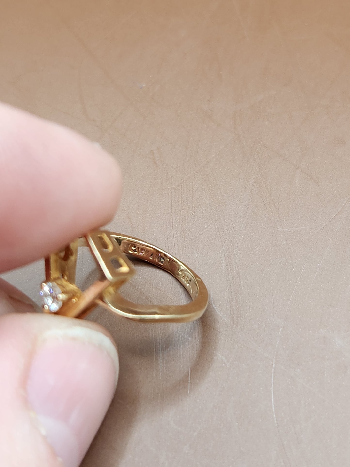 Vintage 14k Yellow Gold Diamond Kite Ring Garland SZ 3 1/2