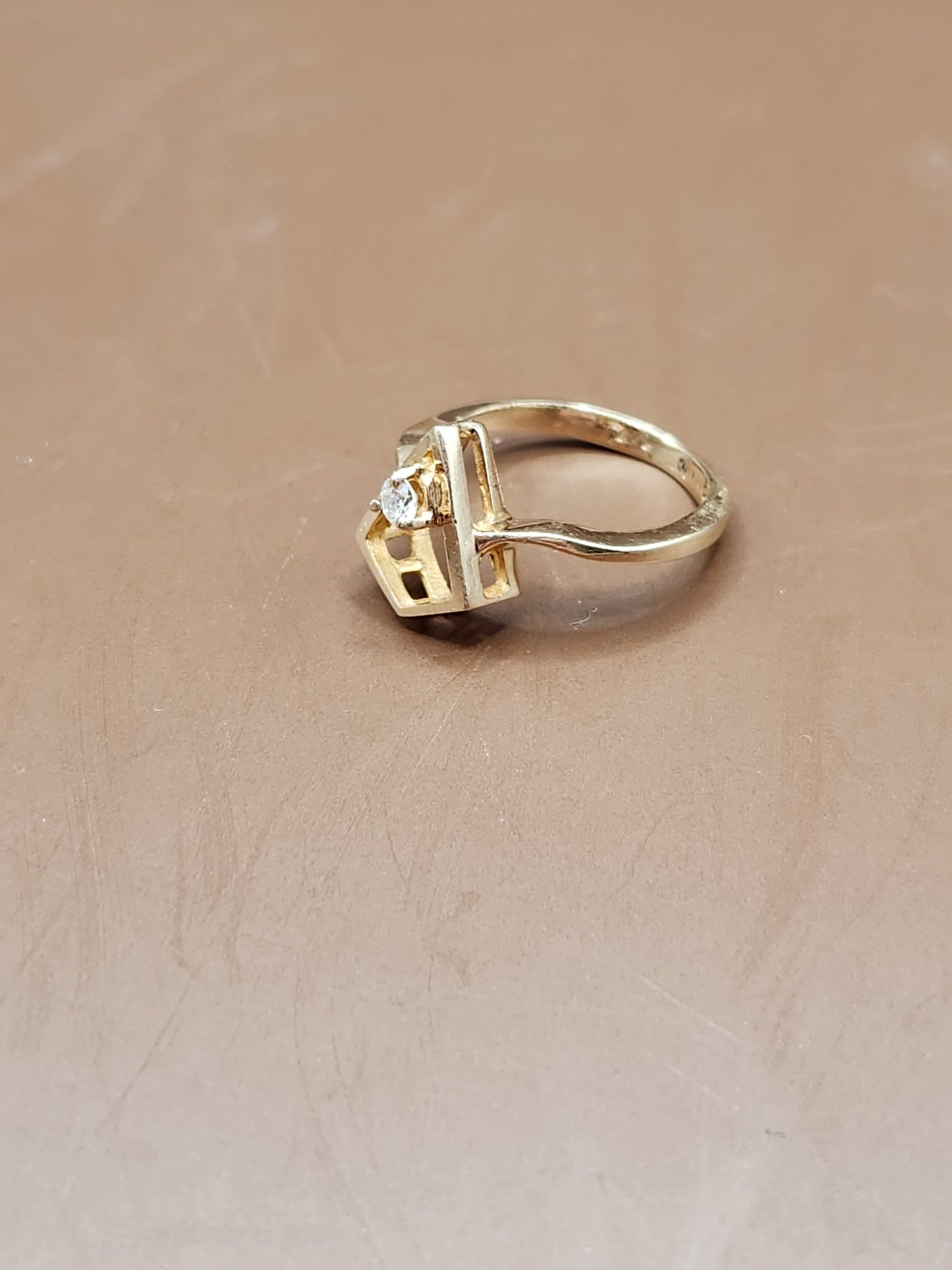 Vintage 14k Yellow Gold Diamond Kite Ring Garland SZ 3 1/2