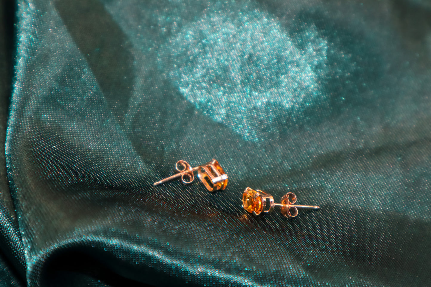 Vintage Estate 10K Yellow Gold Citrine Stud Earrings