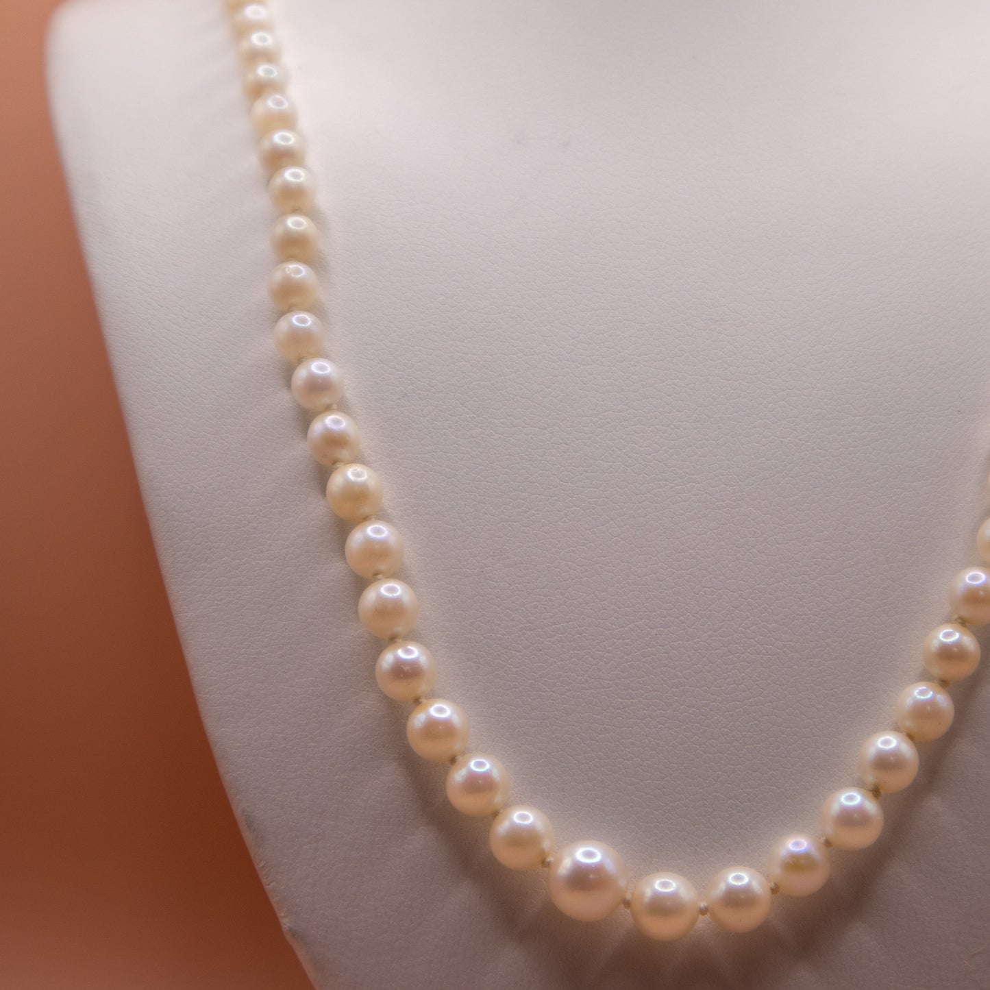 Vintage Akoya Pearl Graduated Necklace with 14K White Gold Clasp