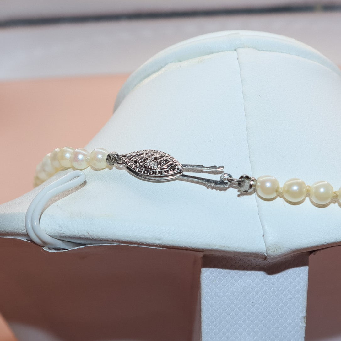 Vintage Akoya Pearl Graduated Necklace with 14K White Gold Clasp