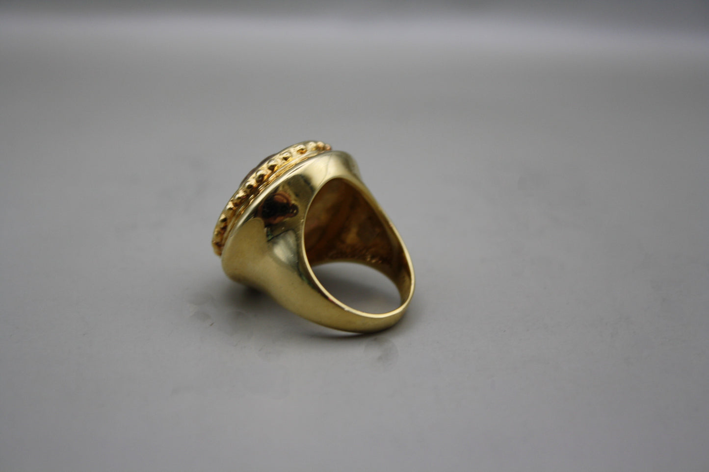 Sterling Silver Gold-Plated Roman Head Coin Ring | ITAOR Italy 925