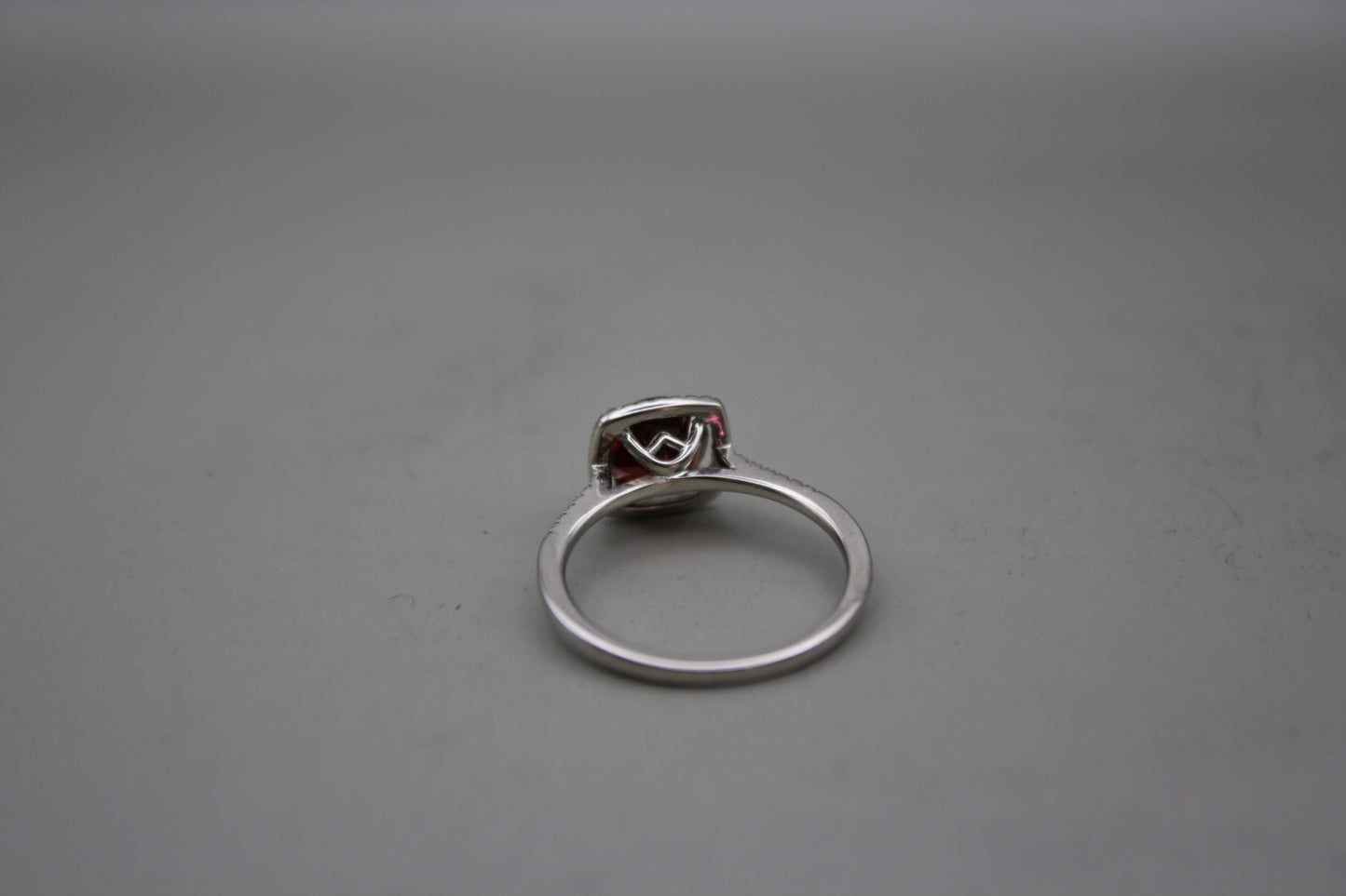 Sterling Silver Cushion Cut Garnet Ring with Diamond Accents