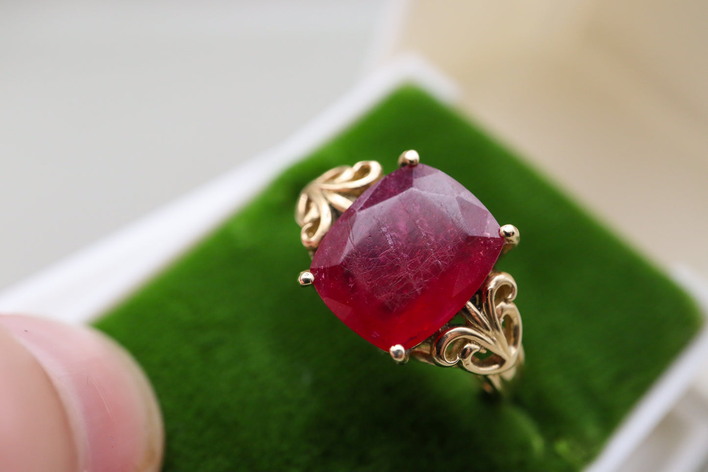 10K Yellow Gold Natural Ruby Cocktail Ring
