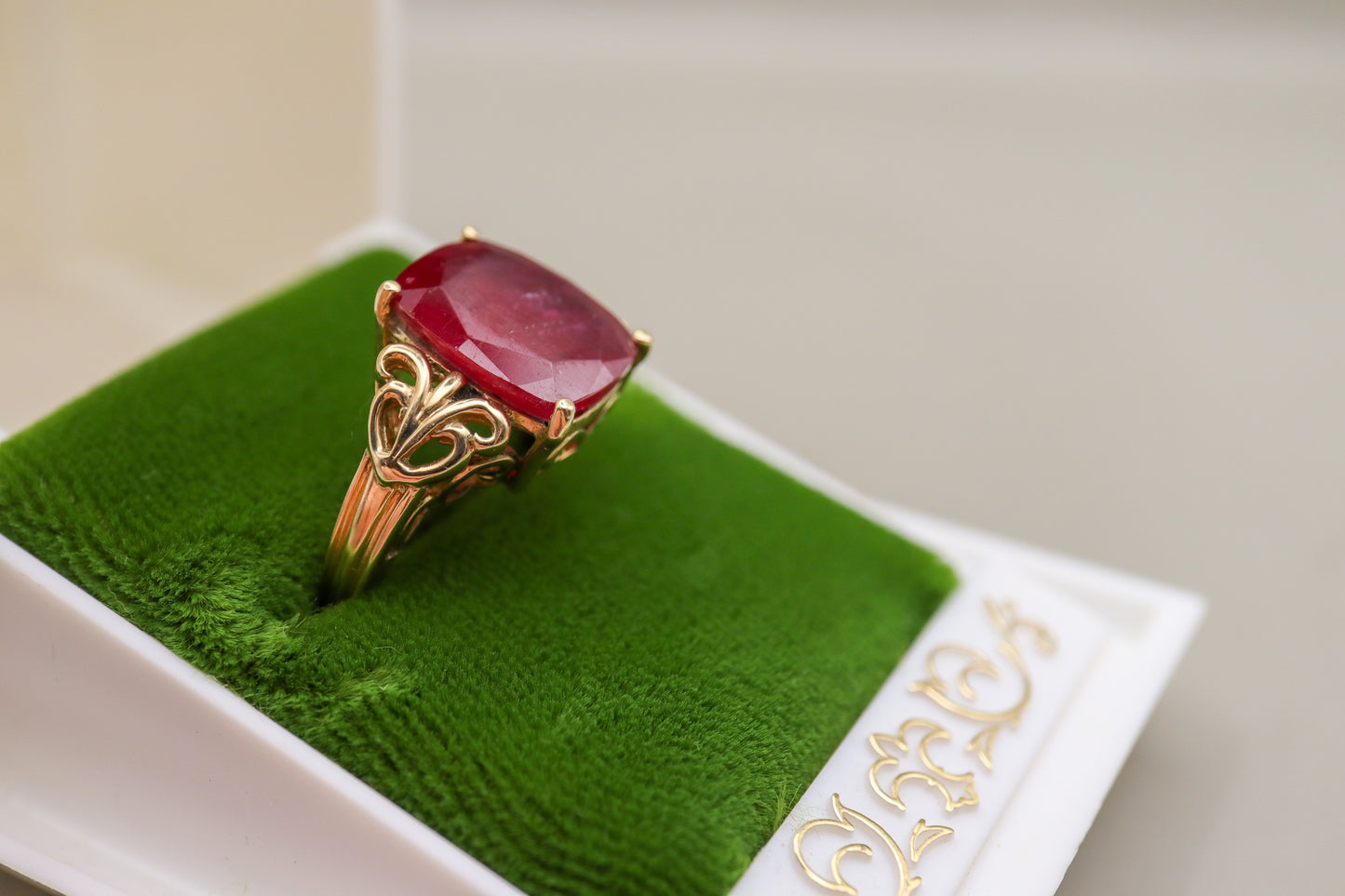 10K Yellow Gold Natural Ruby Cocktail Ring
