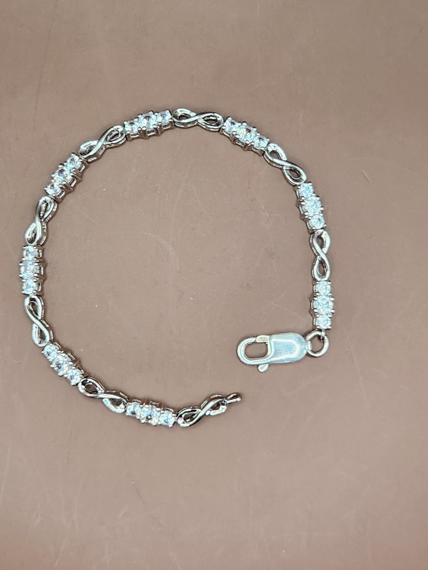 Infinity Bracelet Lab-Created White Sapphires Sterling Silver 7 1/2in