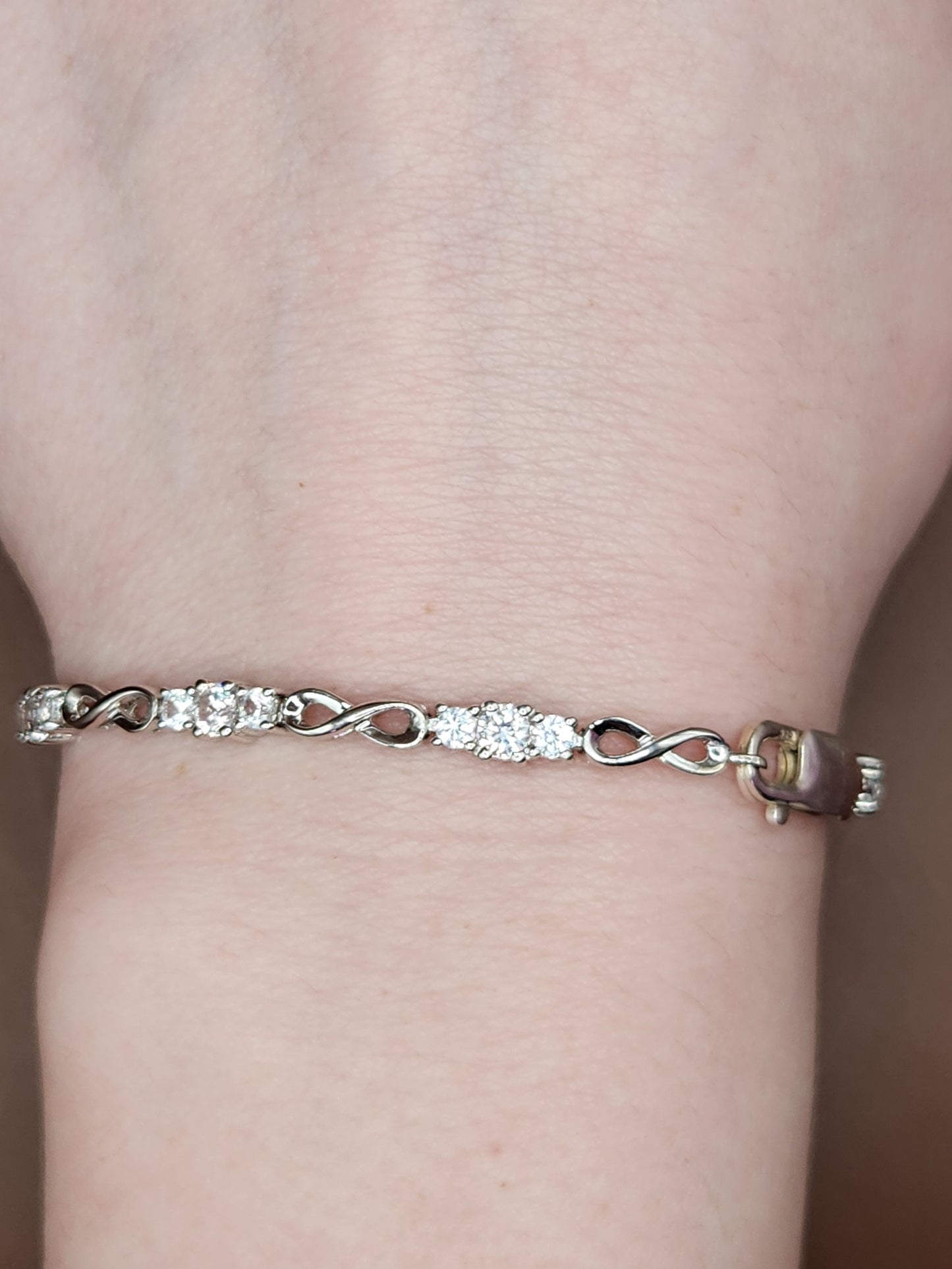 Infinity Bracelet Lab-Created White Sapphires Sterling Silver 7 1/2in