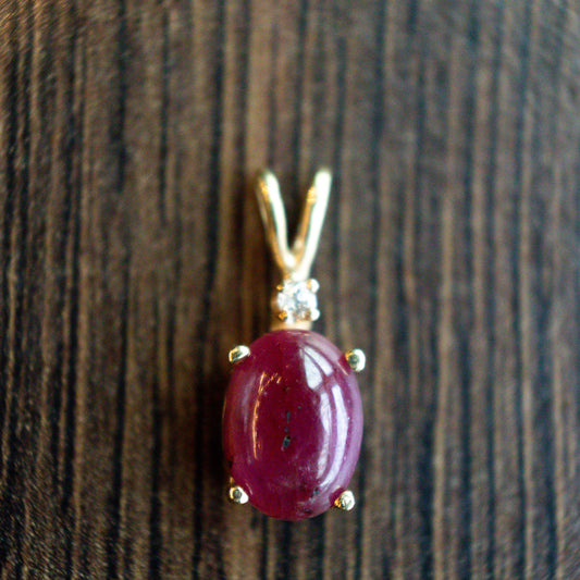 Antique 1.1Ct Natural Unheated Ruby Cabochon Pendant