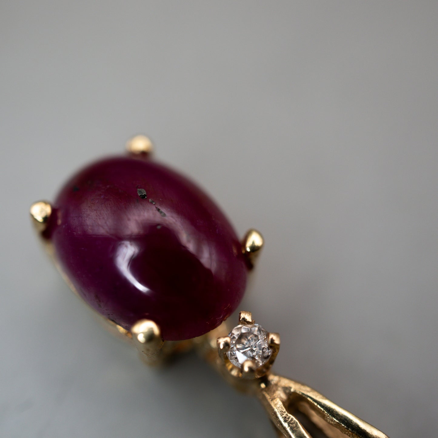 Antique 1.1Ct Natural Unheated Ruby Cabochon Pendant