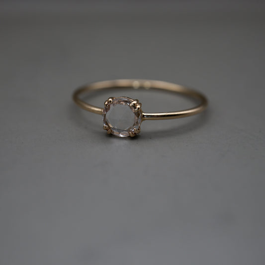 Petite 10kt Yellow Gold White Sapphire Solitaire Ring