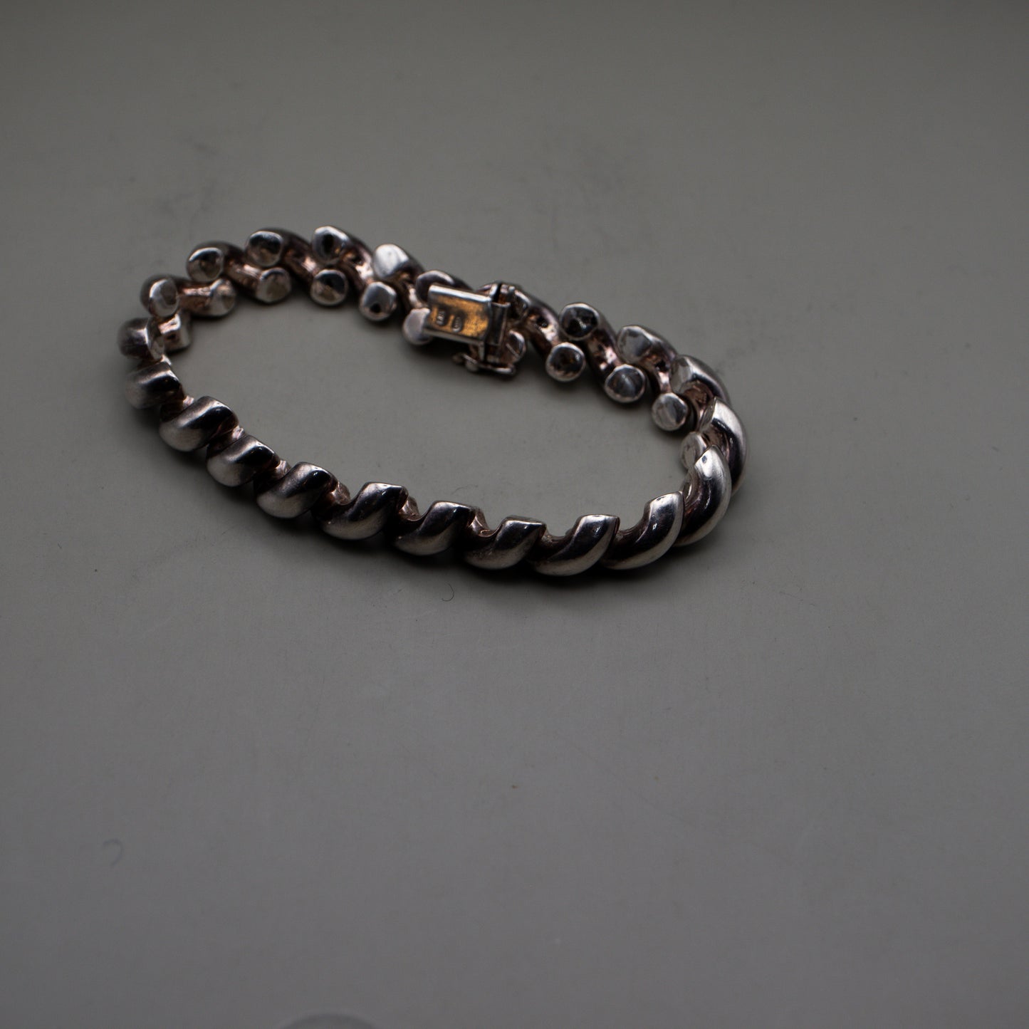 Vintage Sterling Silver Italy Macaroni Link Bracelet