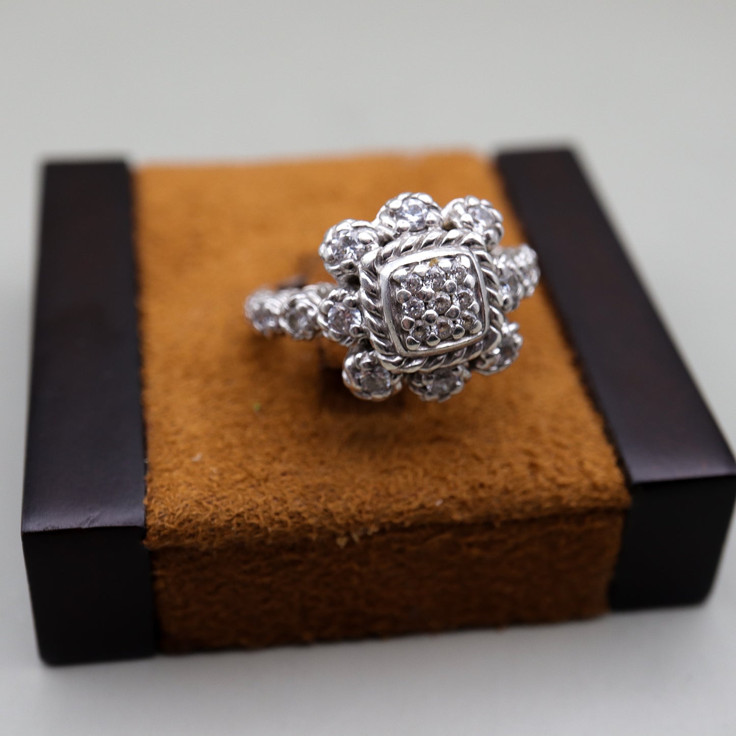 Judith Ripka Sterling Silver Floral Bloom CZ Ring - Cluster Set