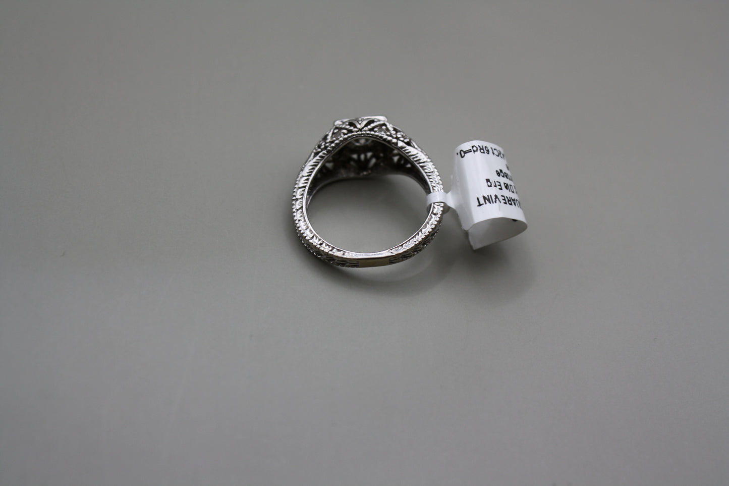 Vintage Filigree 14K White Gold Diamond Engagement Ring