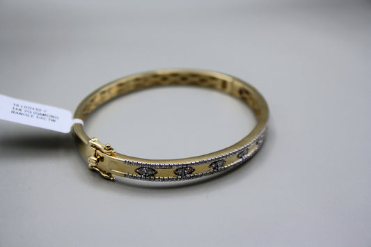 14K Yellow Gold Diamond Bangle Bracelet - 0.75ctw Natural Diamonds