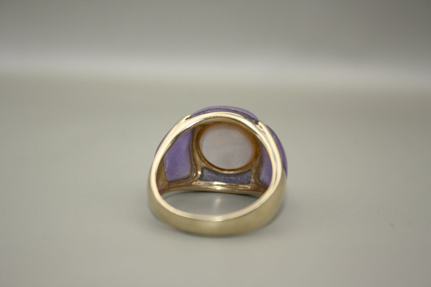 Vintage 14K Lavender Jade and Mabe Pearl Ring