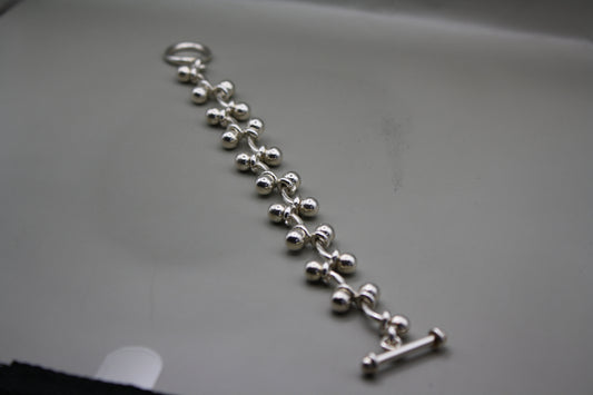 Vintage Silpada Sterling Silver Curved Ball Link Toggle Clasp Bracelet