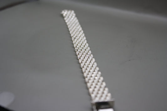 Diamond Cut Textured Sterling Silver Link Bracelet ALX Italy