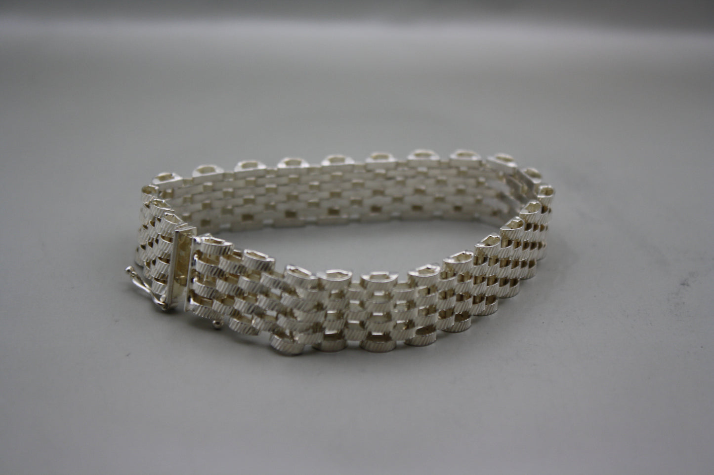 Diamond Cut Textured Sterling Silver Link Bracelet ALX Italy