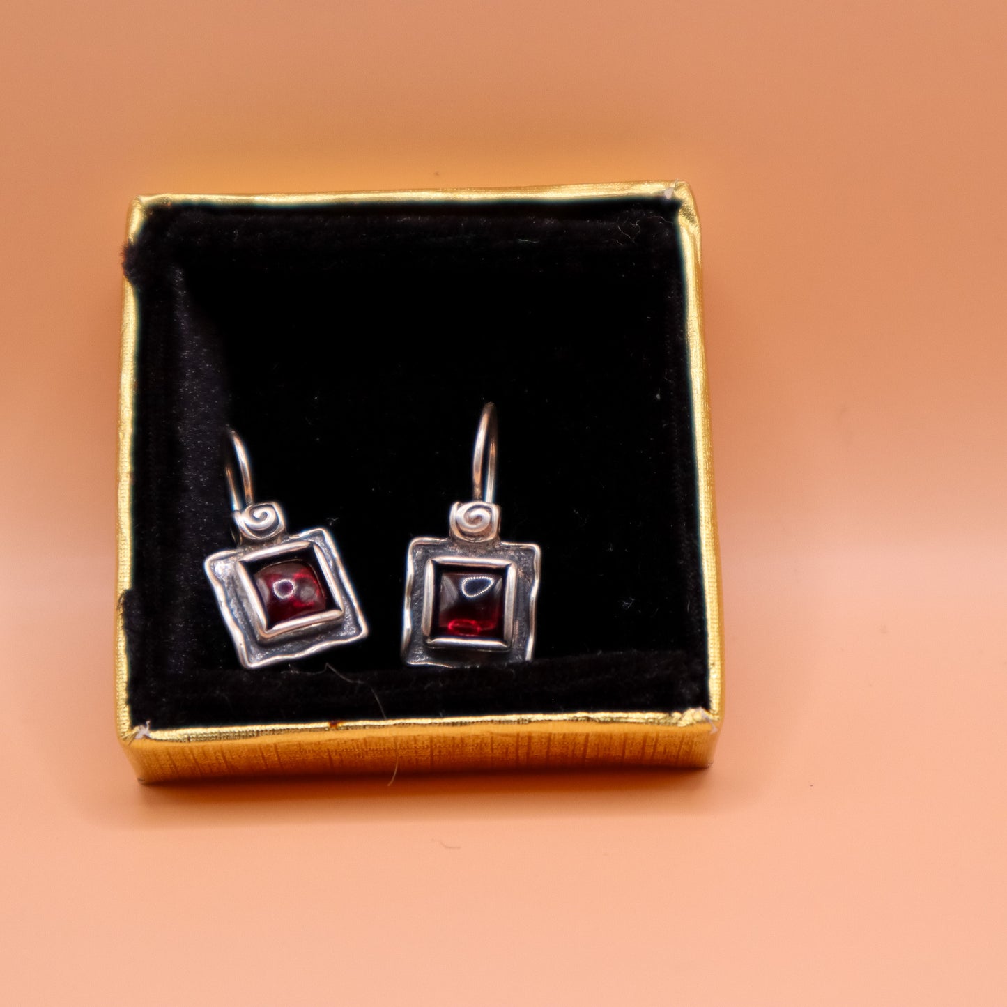 Silpada W1052 Sterling Silver Garnet Cabochon Square Drop Earrings