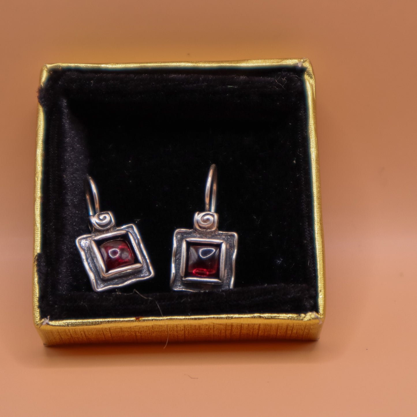 Silpada W1052 Sterling Silver Garnet Cabochon Square Drop Earrings