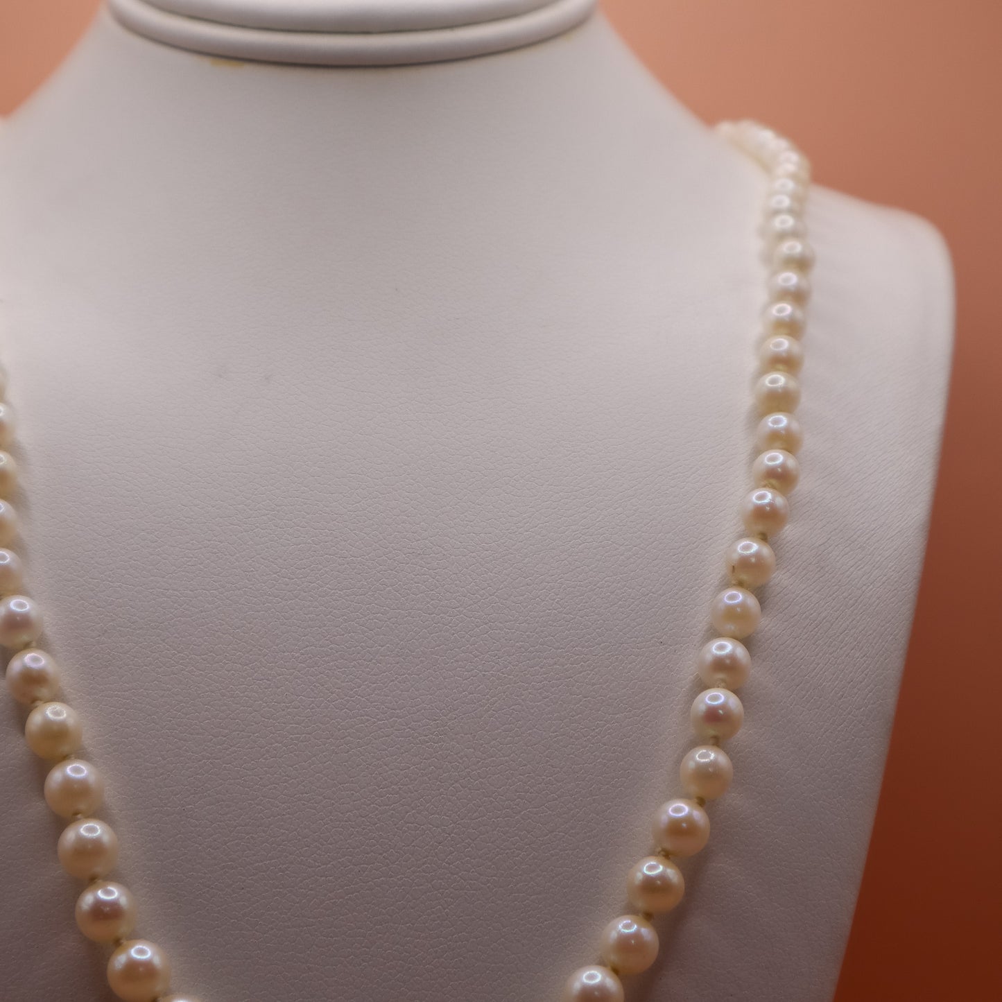 Vintage Akoya Pearl Graduated Necklace with 14K White Gold Clasp