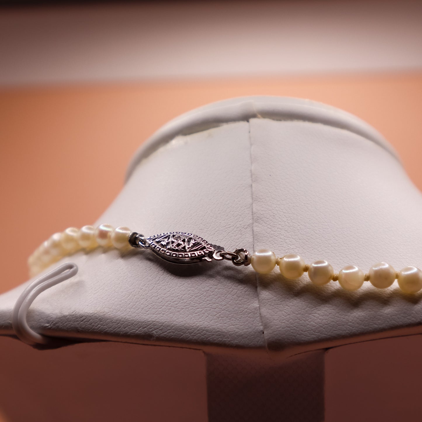Vintage Akoya Pearl Graduated Necklace with 14K White Gold Clasp
