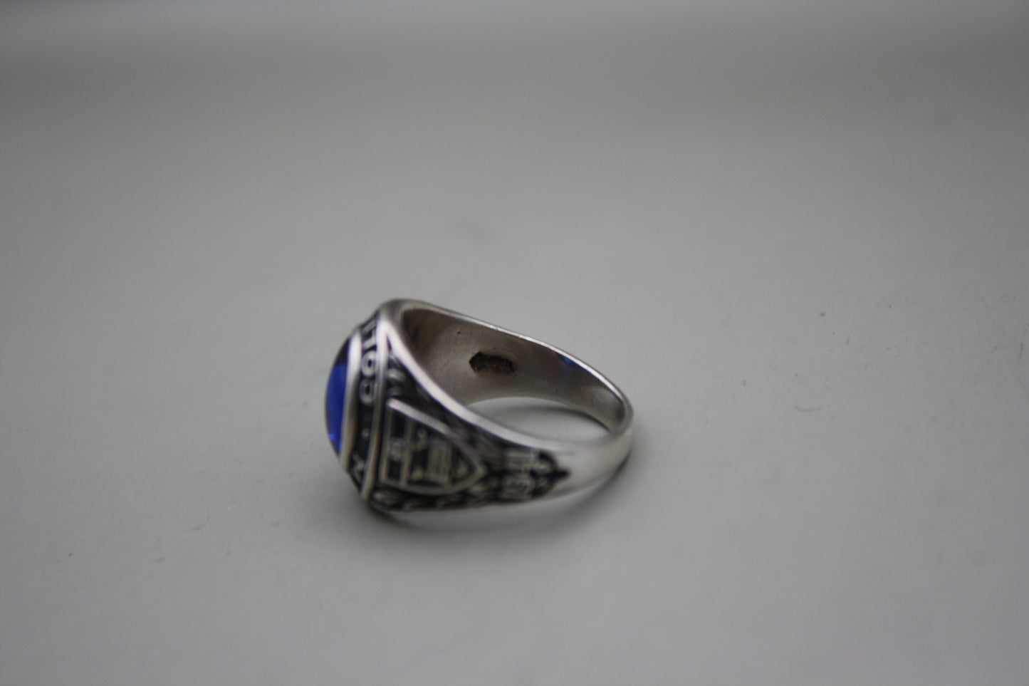 Vintage Mercy College Class Ring - Sterling Silver with Lab Sapphire, Class of 1962