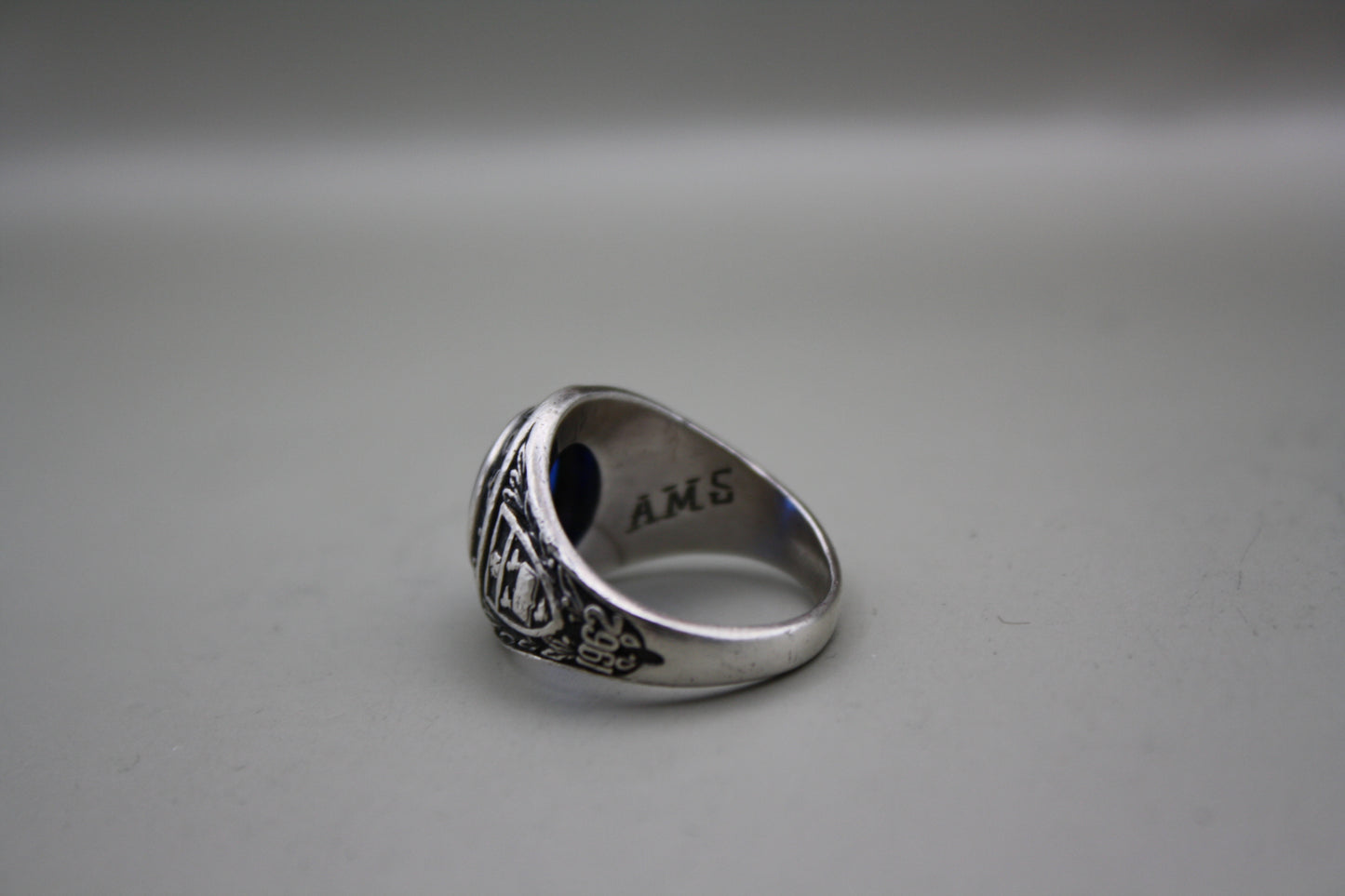 Vintage Mercy College Class Ring - Sterling Silver with Lab Sapphire, Class of 1962