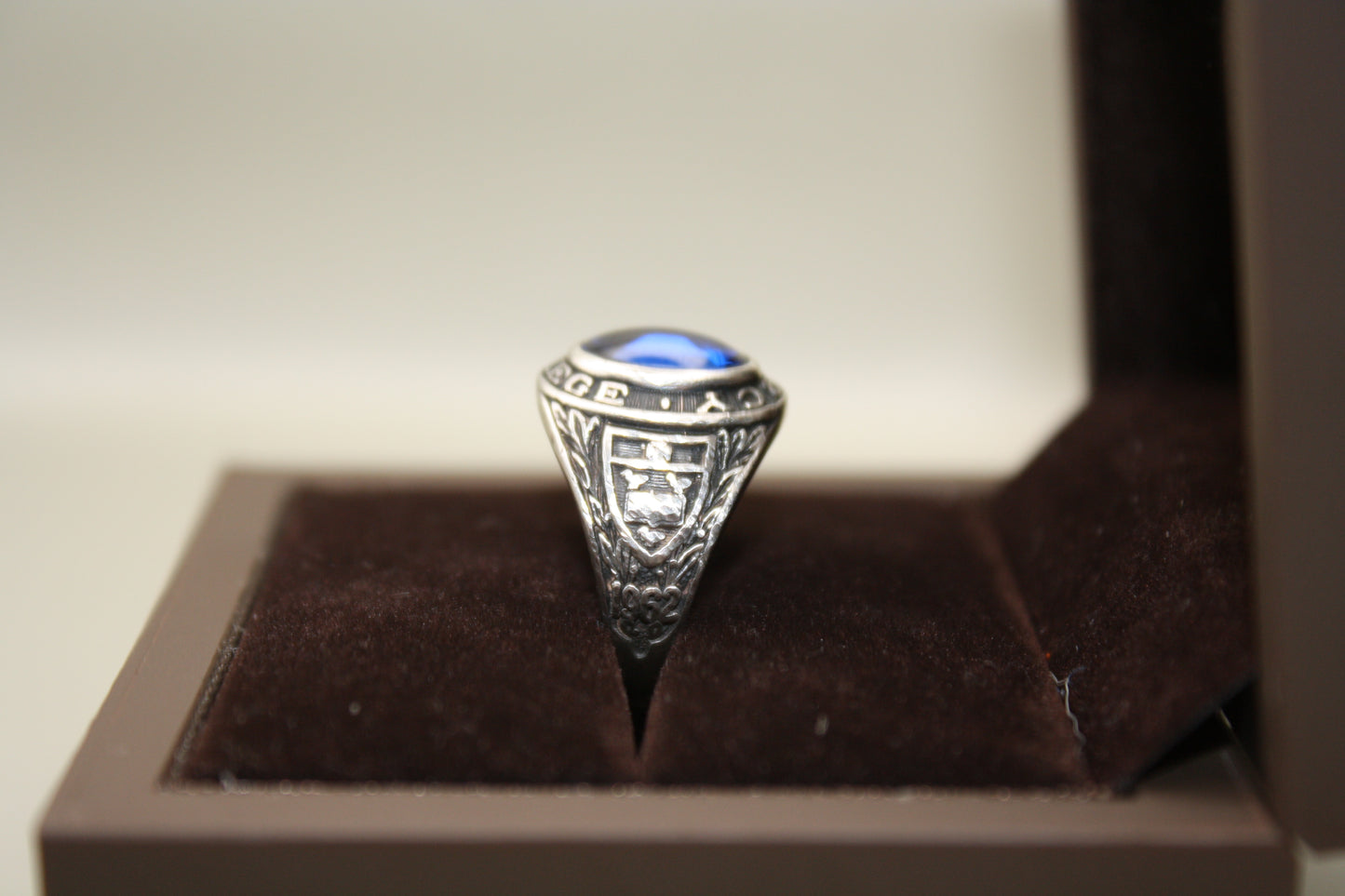 Vintage Mercy College Class Ring - Sterling Silver with Lab Sapphire, Class of 1962