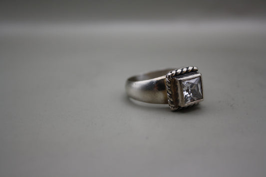 Silpada Elizabeth Ring: Sterling Silver w/ Princess Cut White Zircon