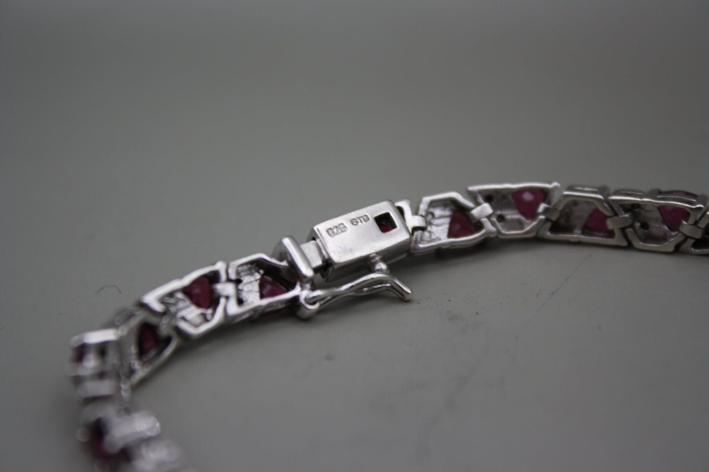 Sterling Silver Trillion Ruby Tennis Bracelet | STS 925