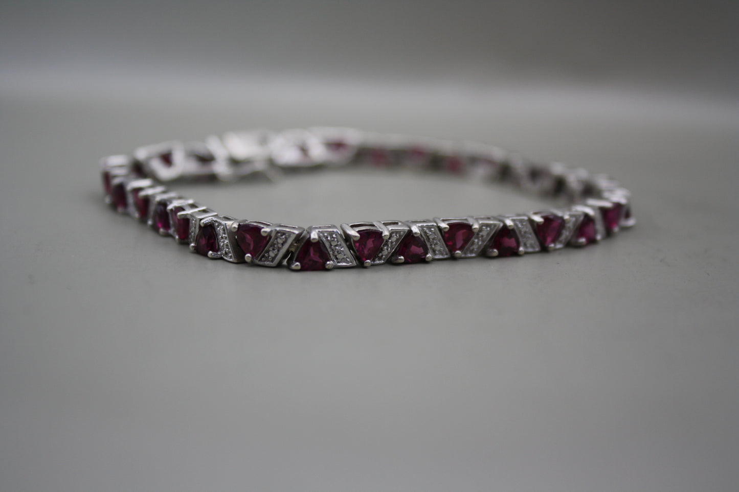 Sterling Silver Trillion Ruby Tennis Bracelet | STS 925