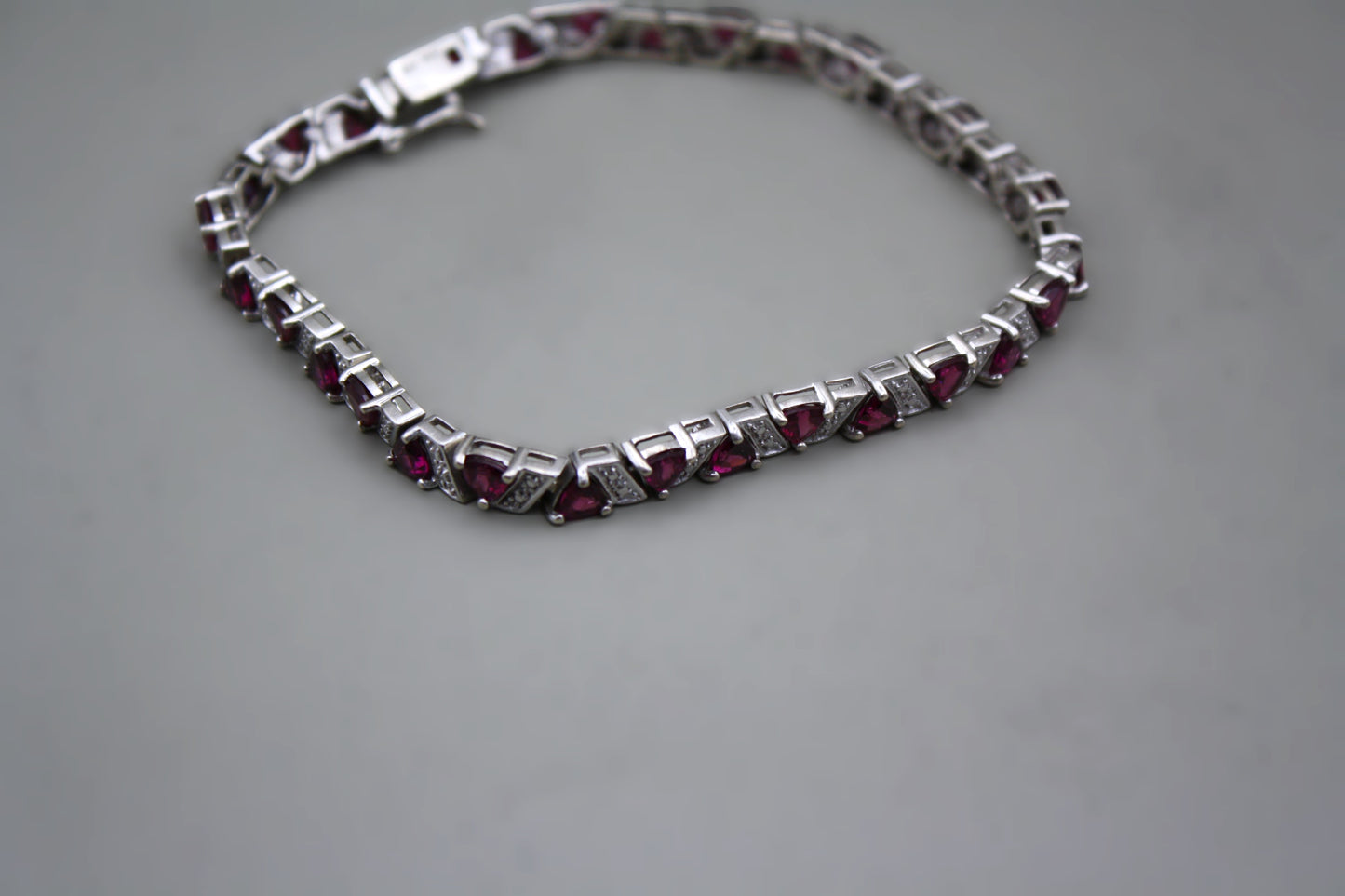 Sterling Silver Trillion Ruby Tennis Bracelet | STS 925