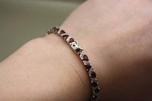 Sterling Silver Trillion Ruby Tennis Bracelet | STS 925