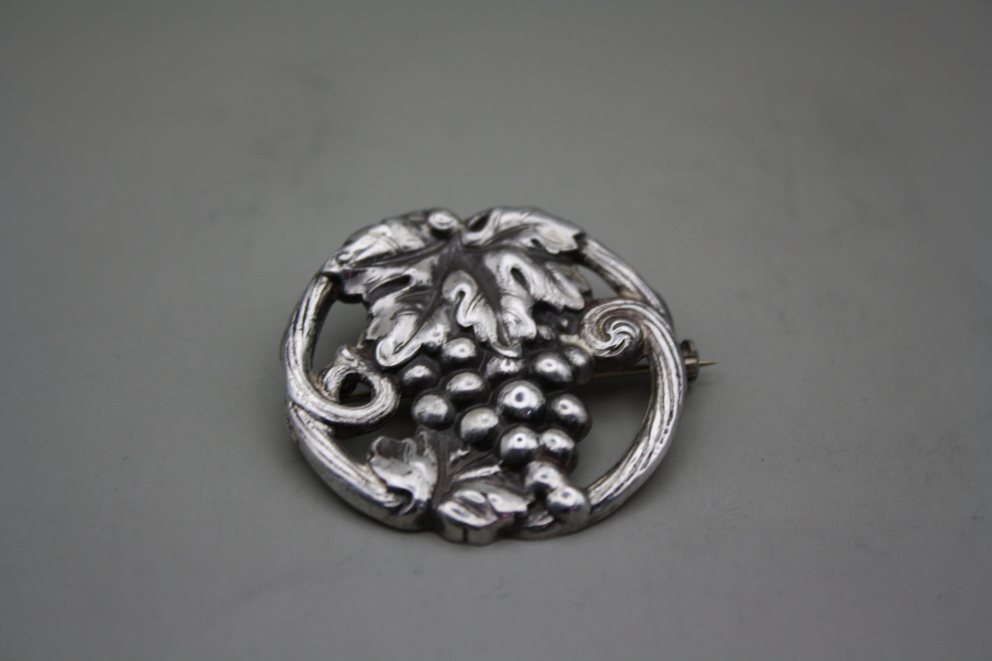 Vintage Art Nouveau Sterling Silver Grape Bunch Brooch