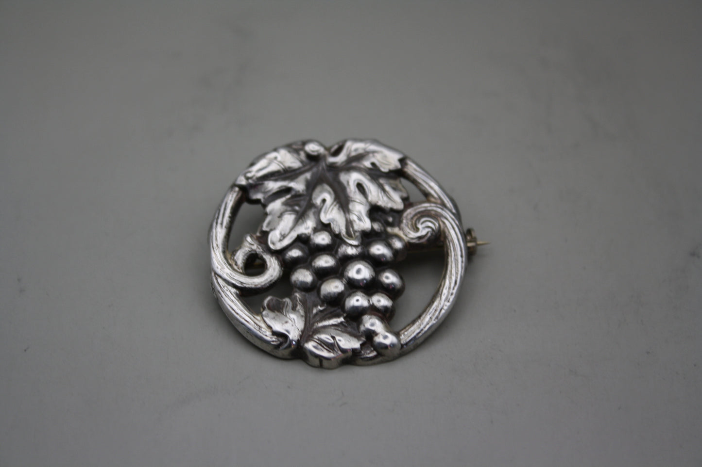 Vintage Art Nouveau Sterling Silver Grape Bunch Brooch