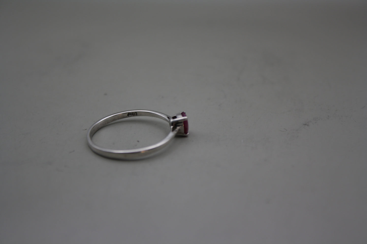 Burmese Pink Ruby Oval Cut Solitaire Ring in Sterling Silver
