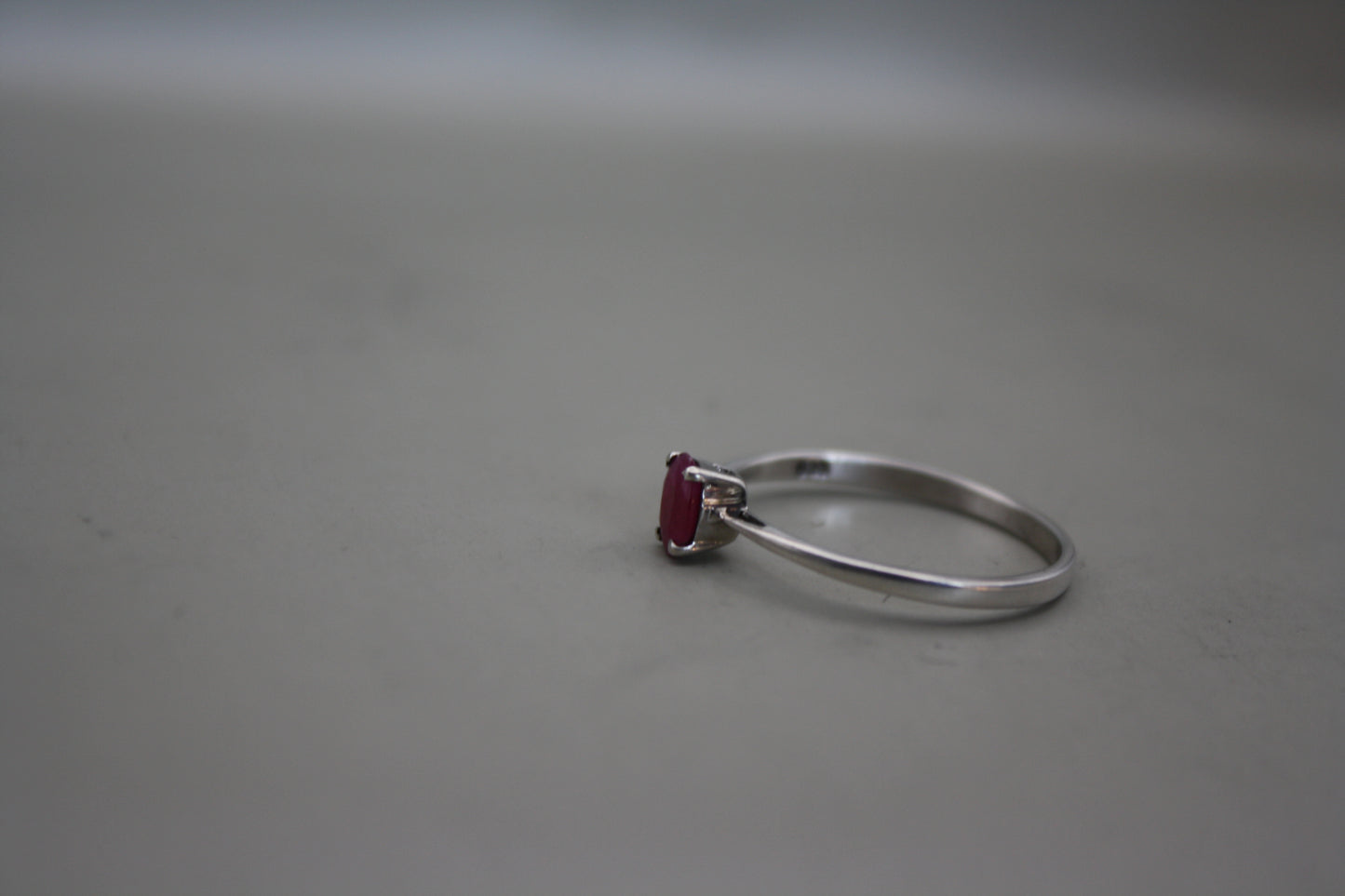 Burmese Pink Ruby Oval Cut Solitaire Ring in Sterling Silver