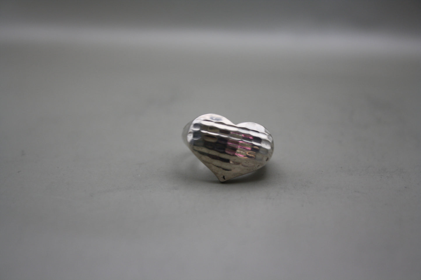 Sterling Silver Textured Domed Heart Ring