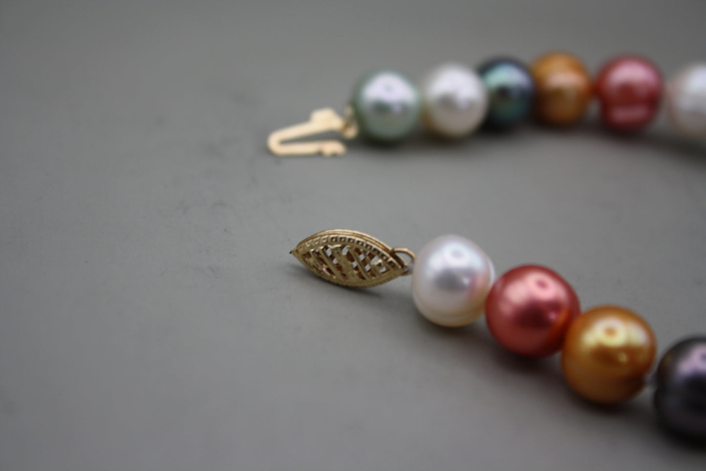 Cultured Rainbow Pearl Bracelet with 14K Yellow Gold Clasp