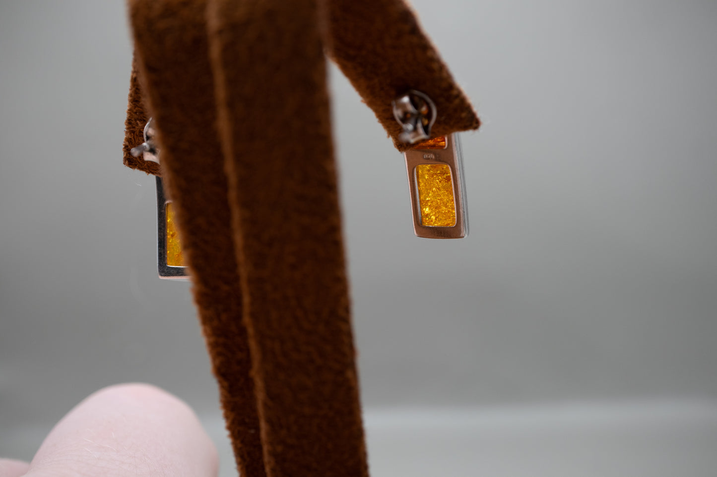 Vintage Sterling Silver Baltic Amber Earrings