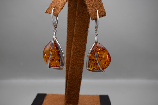 Modernist Baltic Amber Drop Earrings