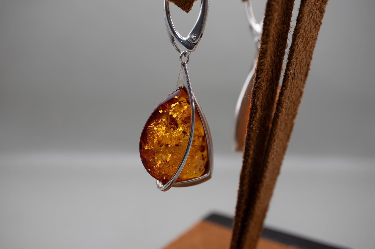 Modernist Baltic Amber Drop Earrings