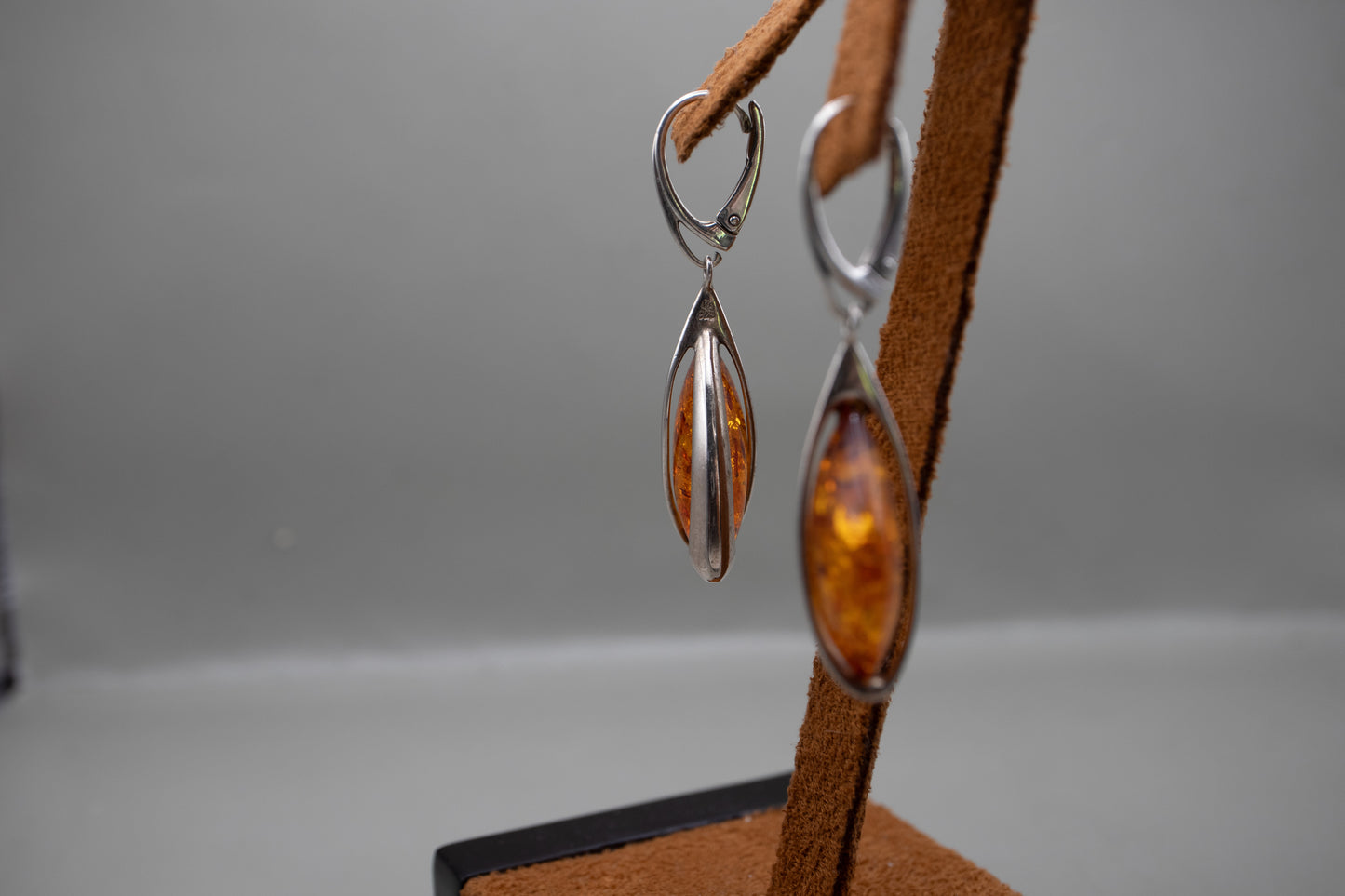 Modernist Baltic Amber Drop Earrings