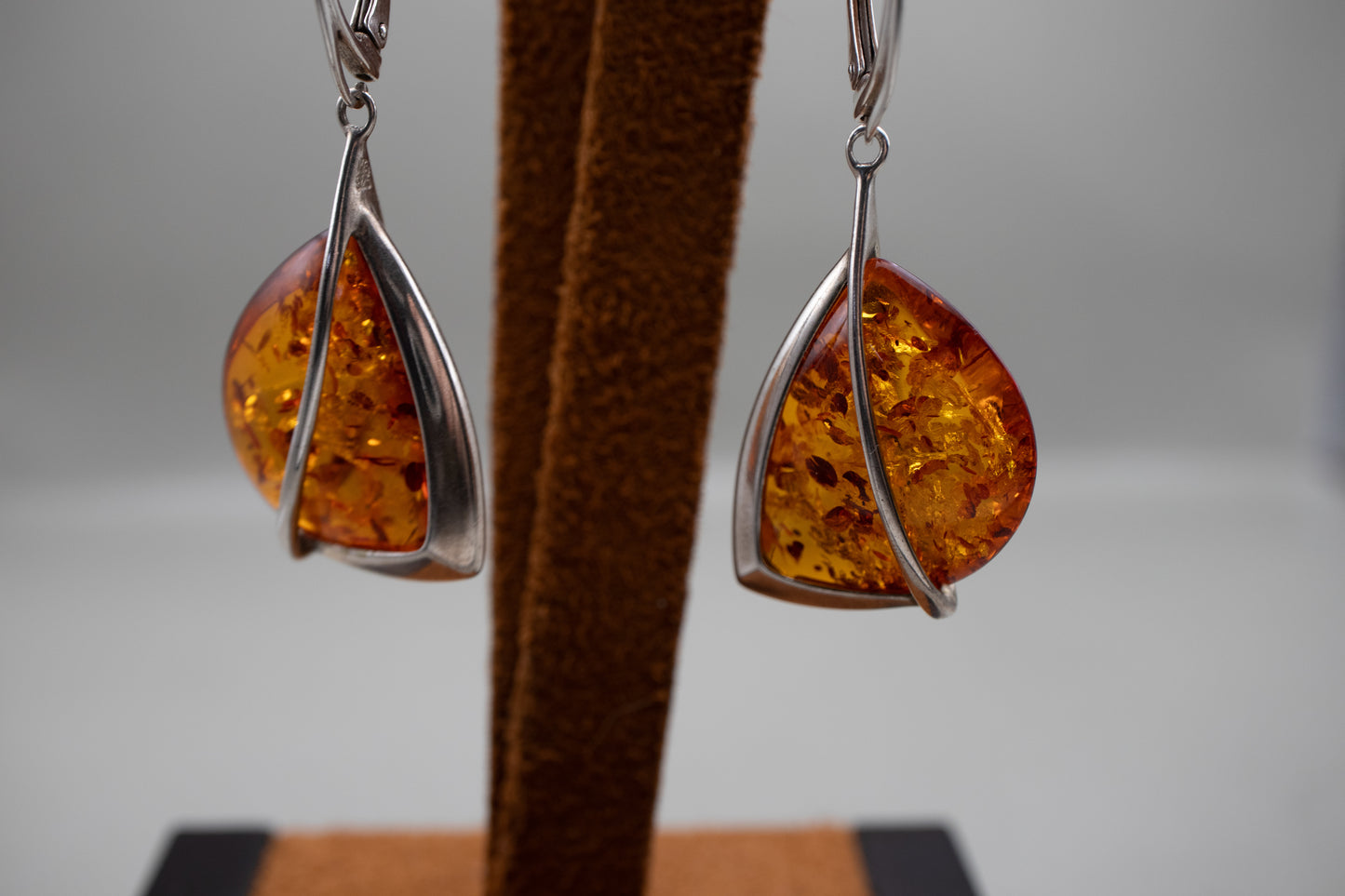 Modernist Baltic Amber Drop Earrings