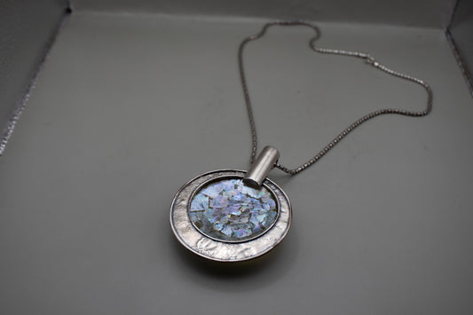 Vintage Roman Glass Sterling Silver Pendant Necklace by Luli Hamersztein