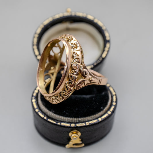 Antique 18K Yellow Gold Georgian Filigree Ring Mounting