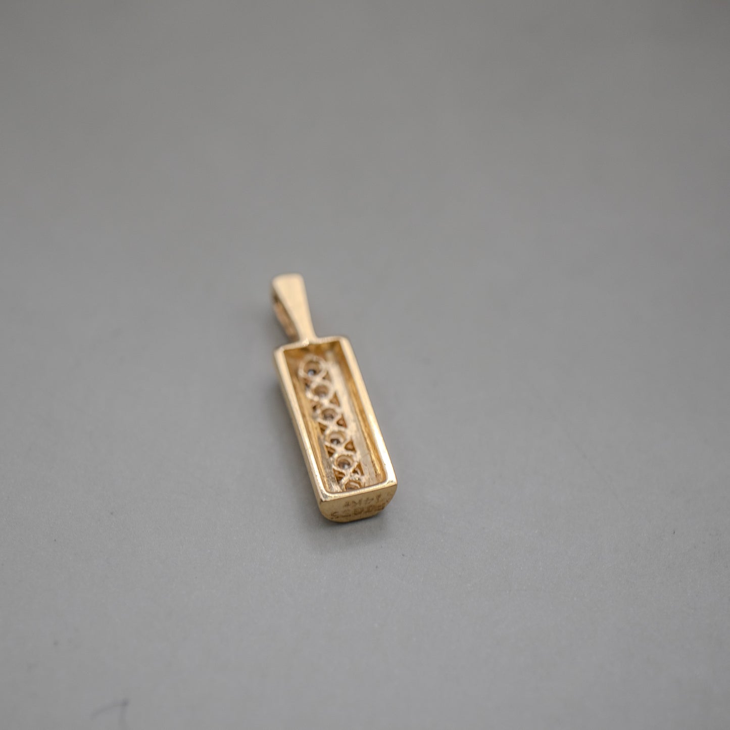 14K Yellow Gold Rectangular Diamond Drop Pendant