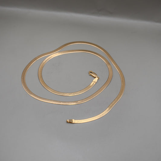 14K Italian Gold Etched Herringbone Necklace