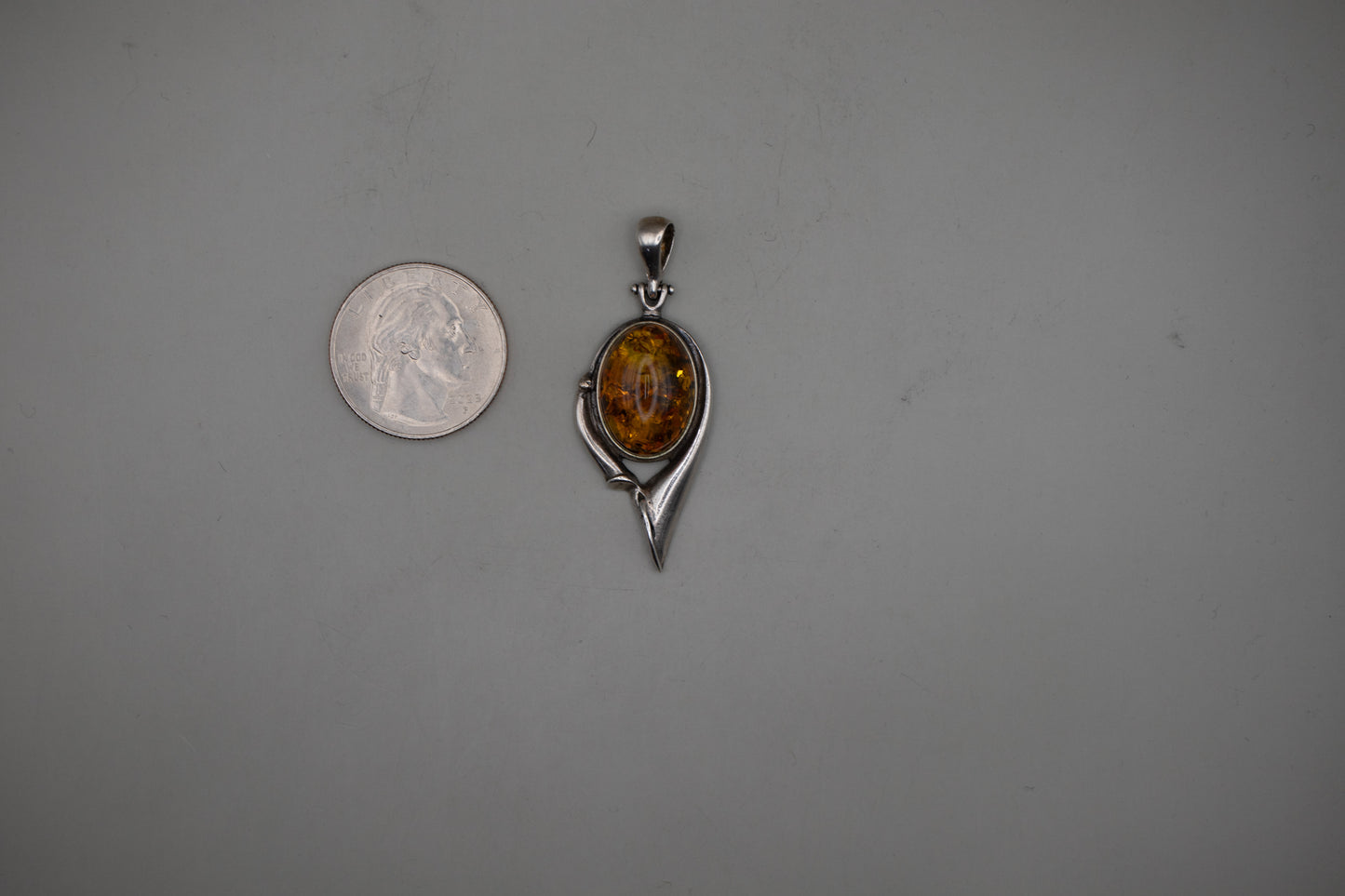 Vintage Baltic Amber Sterling Silver Pendant